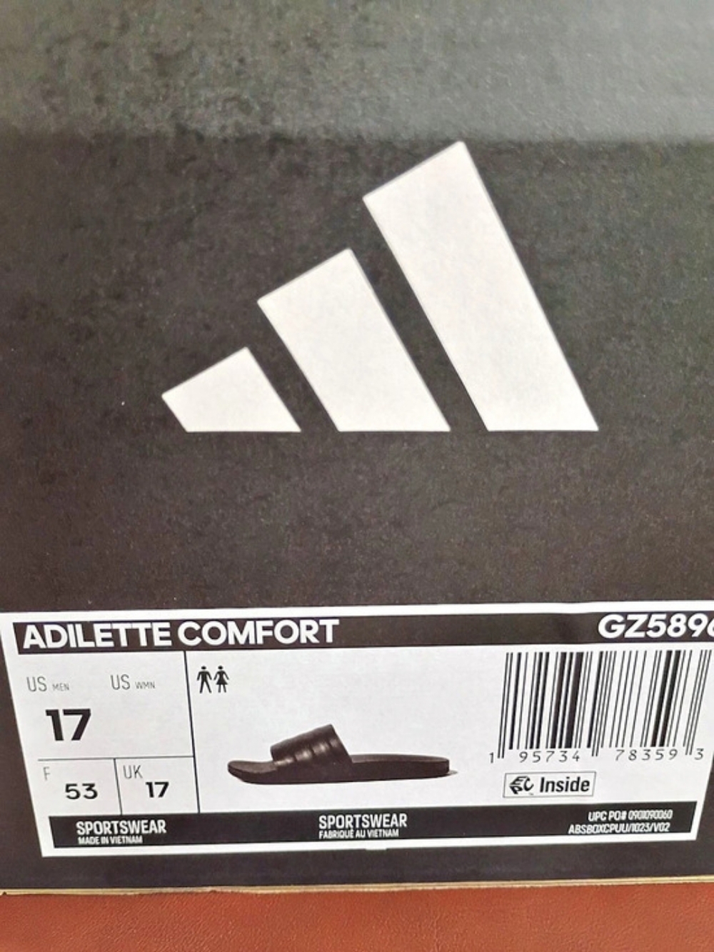 adidas Adilette Comfort Slides Black US 17